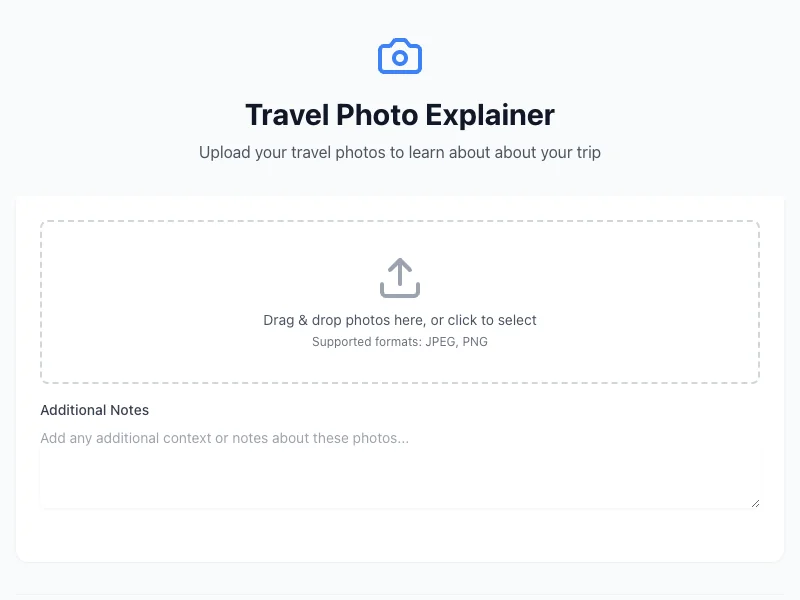 Screenshot of Travel Photo Explainer